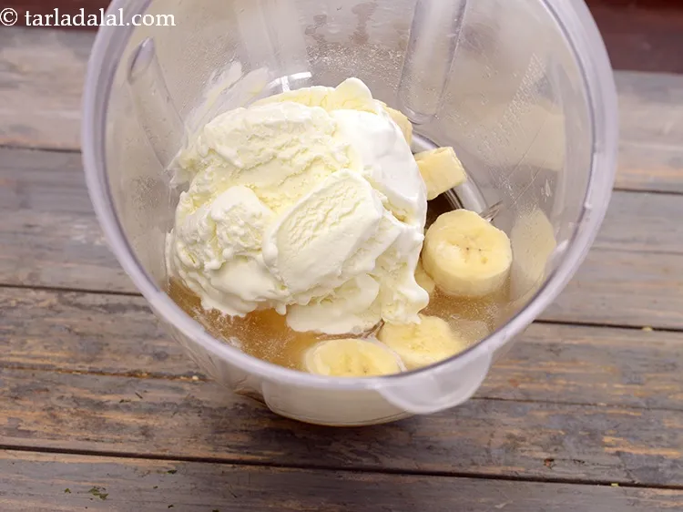 Step 8 – Then add 1 cup&nbsp;<a href="https://www.tarladalal.com/glossary-vanilla-ice-cream-1887i">vanilla ice-cream</a>. This adds luscious texture and a pleasing flavour to …