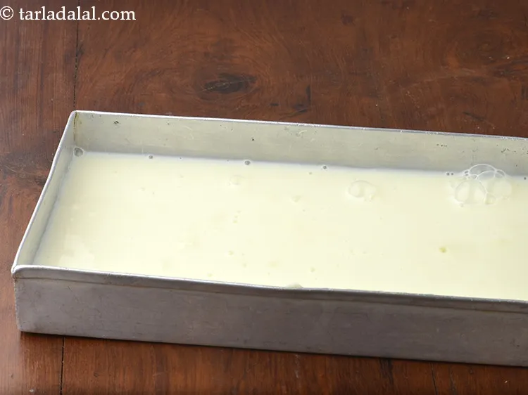 Step 21 – Transfer the mixture back into the same aluminium shallow container.