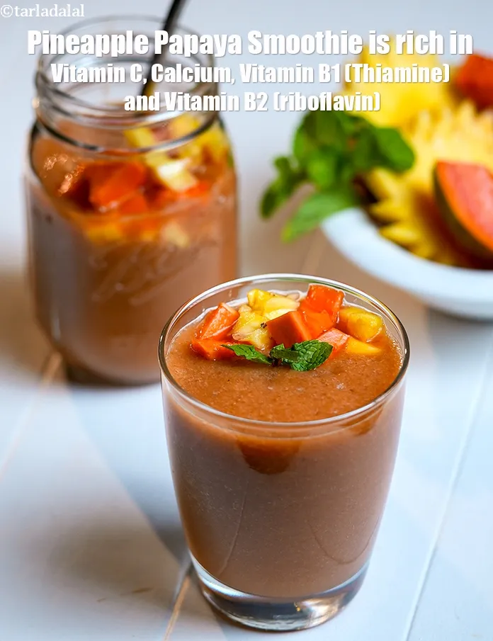 Step 21 – <meta charset="UTF-8" /> <strong>Pineapple Papaya Smoothie&nbsp;is rich in below macronutrients, vitamins and minerals given in …