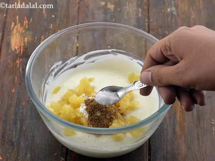 Step 7 – Finally, add the salt to taste to the <strong>Pineappe Raita (Ananas Raita)</strong>.