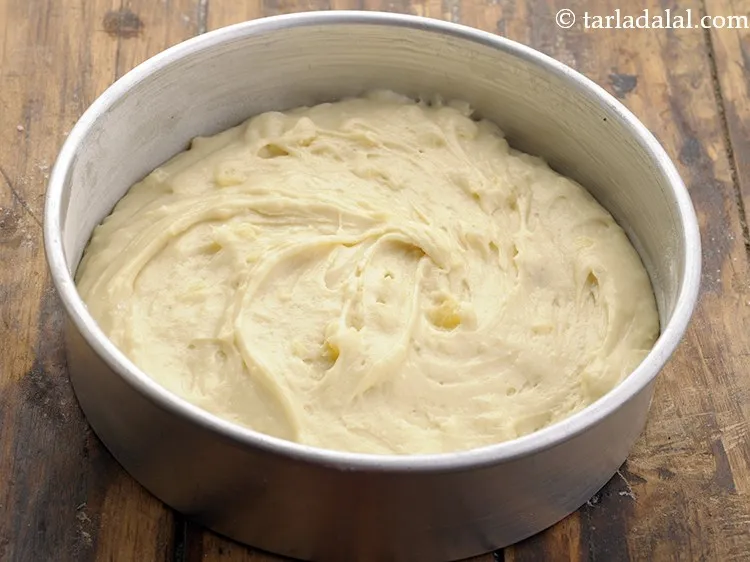 Step 17 – To bake&nbsp;<b><span style="font-size: 12pt; font-family: Cambria;">eggless pineapple sponge cake recipe | Indian style pineapple sponge …