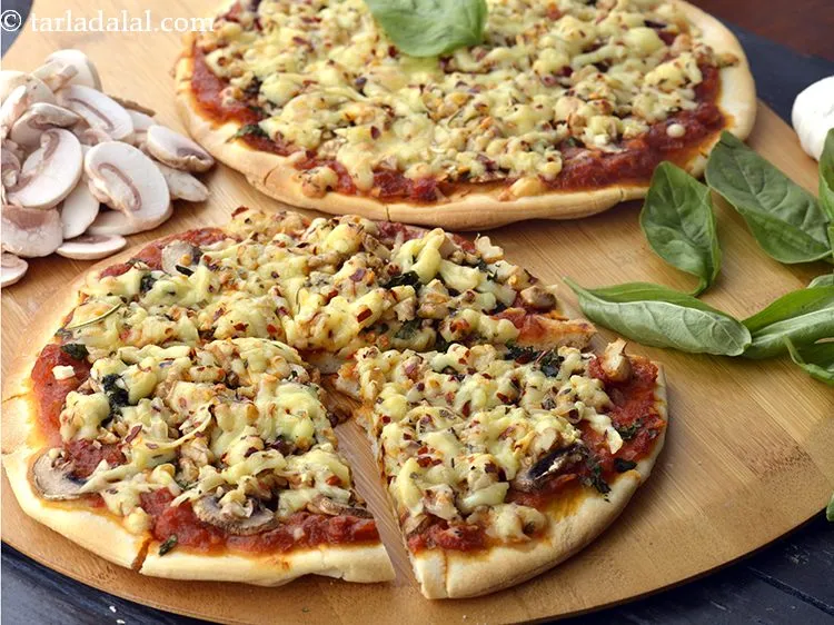 Step 23 – Serve <strong>pizza with mushrooms garlic and walnuts recipe | mushroom garlic and basil pizza | …