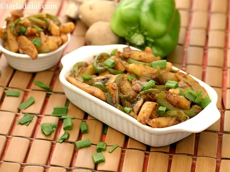Step 16 – Serve the Potato, Mushroom and Capsicum Stir Fry hot along with a glass of cold&nbsp;<a …