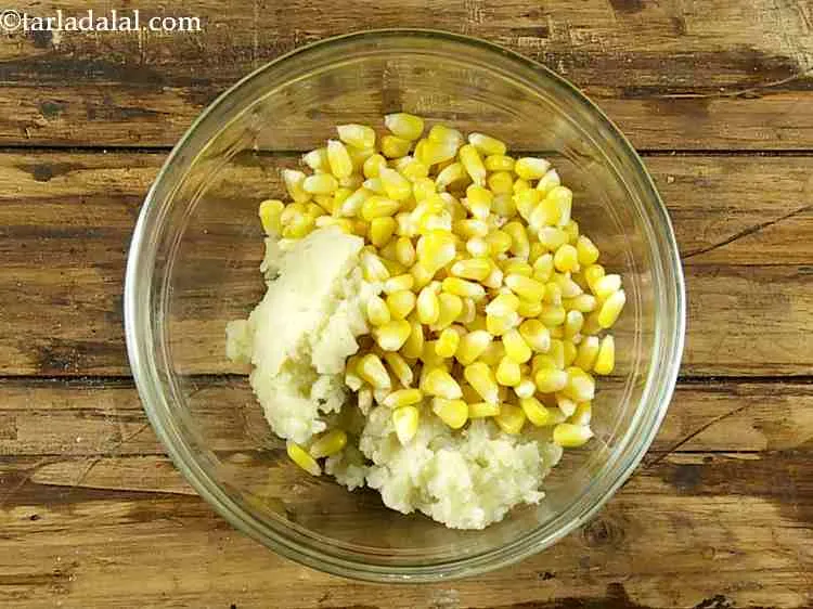 Step 12 – Now add the boiled sweet corn kernels to the bowl. They add some sweetness to …