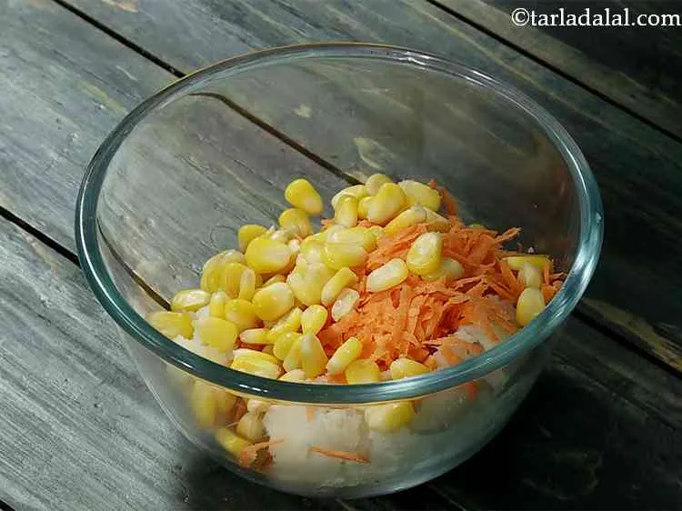 Step 3 – Add the boiled sweet corn kernels.
