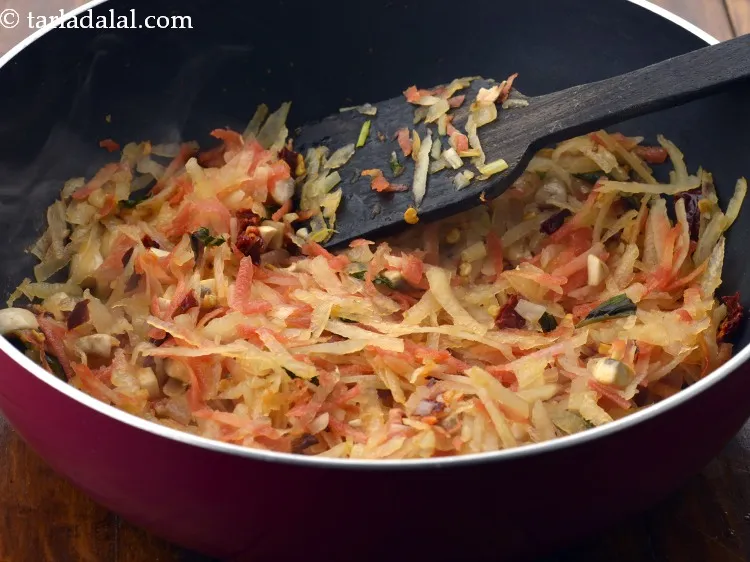 Step 14 – Saut&eacute; on medium flame for 2 minutes.