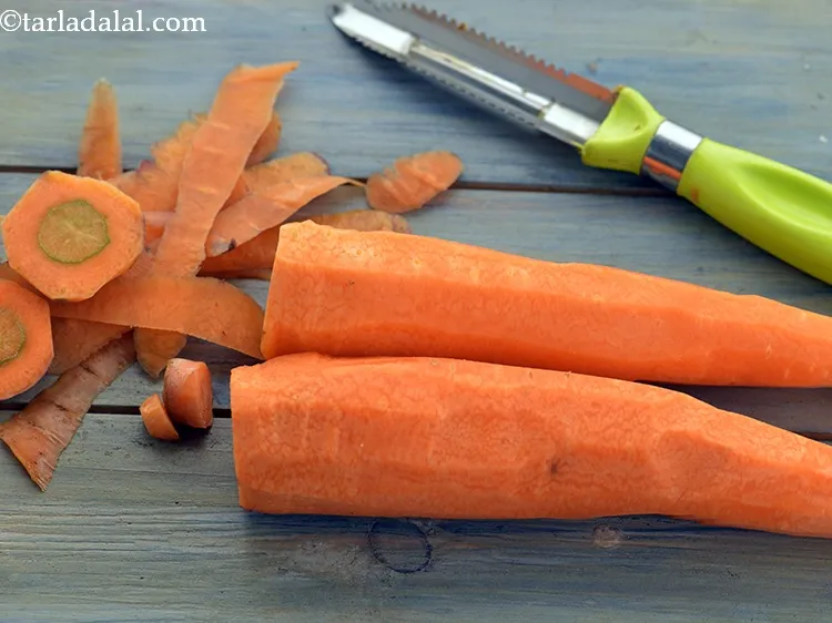 Step 16 – Peel the carrot with a sterilized peeler and discard the peels. Peel it very well …