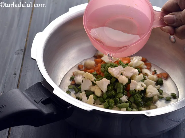 Step 32 – Add 1 cup of water for cooking <strong>Potato Veggie Soup for Babies and Toddlers</strong>.&nbsp;
