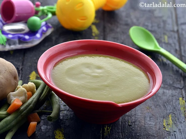 Step 39 – <div> Remove from the flame and cool it slightly. Serve the P<strong>otato and Vegetable Soup …