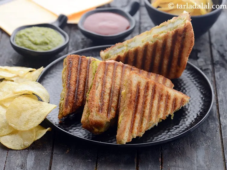 Step 14 – Serve&nbsp;<strong>potato cheese grilled sandwich | grilled aloo cheese sandwich | Indian potato cheese grilled sandwich …