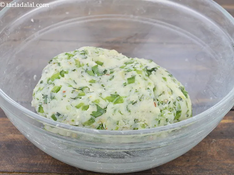 Step 13 – Mix well using your hands. Divide the mixture into 10 equal portions and shape each …