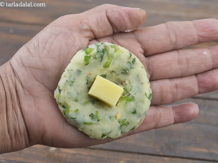 Step 15 – Put a cube of cheese in the centre. We have used processed cheese cubes, but …