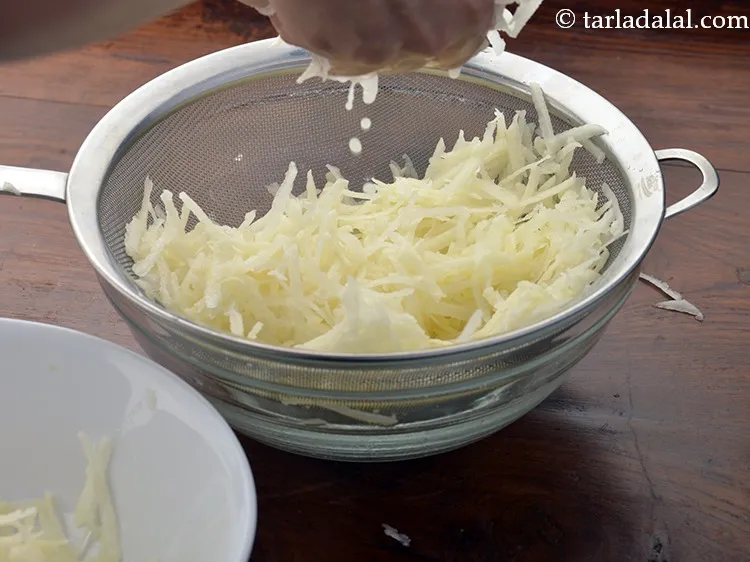 Step 9 – Wash it and drain well using a strainer. Discard the water. Squeeze it really well …