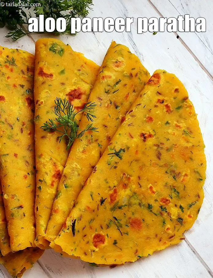 Step 19 – Serve <strong>potato paneer roti</strong> hot.