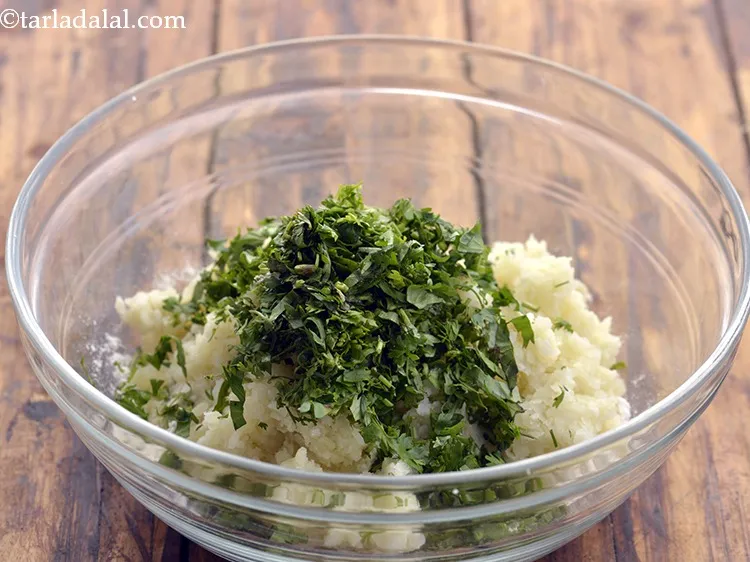 Step 5 – Add &frac14; cup finely chopped coriander.