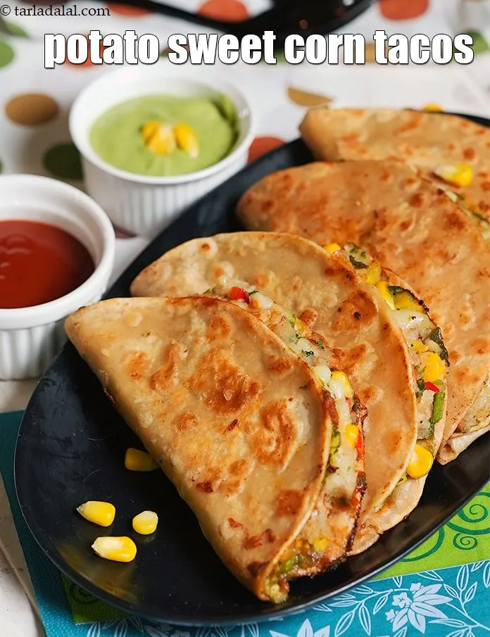 Step 21 – Serve &lt;strong&gt;aloo tacos on tava&lt;/strong&gt; hot with tomato ketchup.