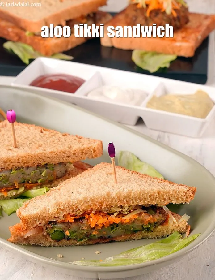 Step 30 – Serve <strong>potato tikki sandwich</strong> immediately with ketchup or mayonnaise.