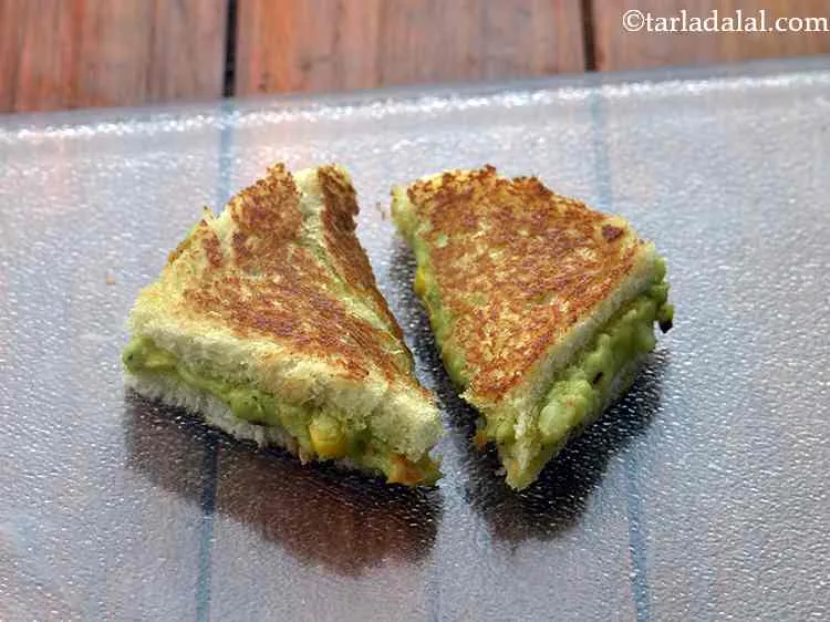 Step 20 – Cut the sandwich diagonally into 2 equal pieces.