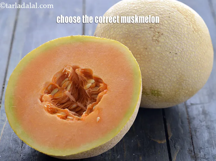Step 3 – To make&nbsp;<strong>Muskmelon Mint Juice</strong>, first choose the correct muskmelon. This fruit is a round melon …