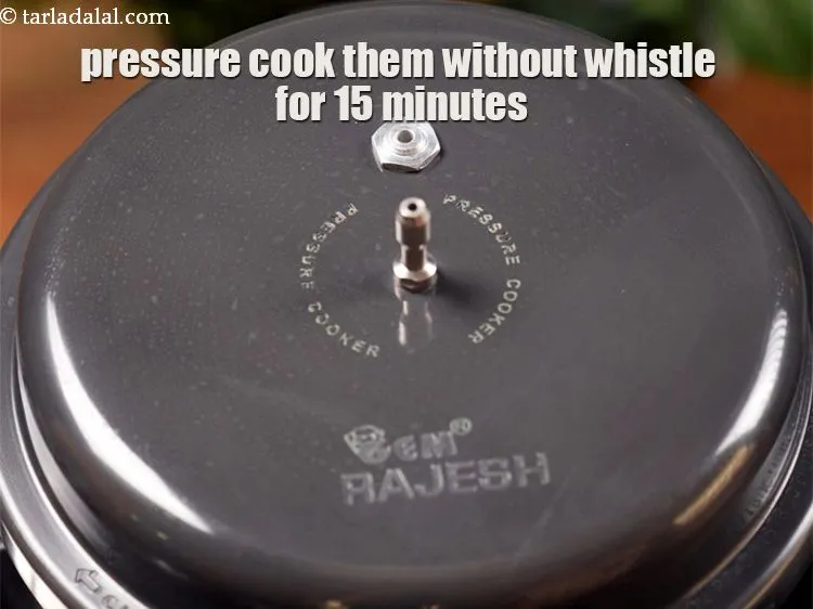 Step 19 – Cover with a lid and pressure cook them without whistle on medium flame for 15 …