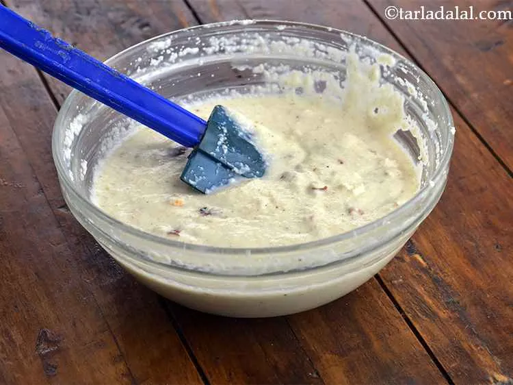 Step 10 – Add the remaining ? cup of milk and mix well. Semolina soaks all the milk …