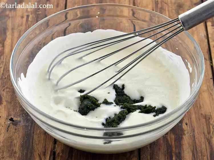 Step 8 – Now add the prepared paste to this. It will not only give a pleasant green …