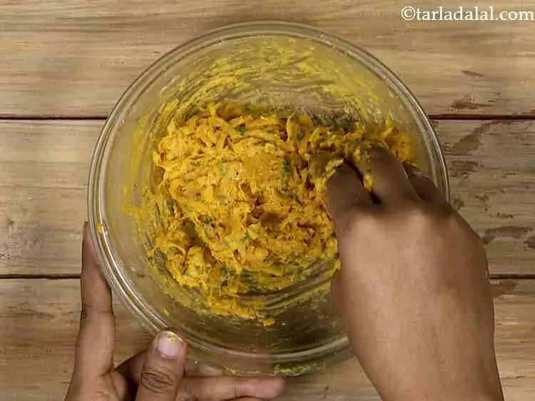 Step 8 – Using your hands mix well to make a batter without using any water.