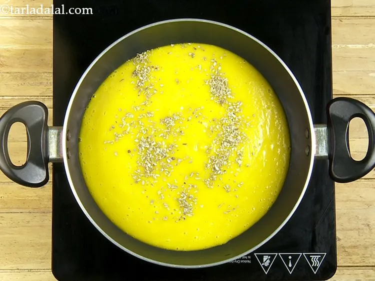 Step 13 – Just before serving the&nbsp;<strong>Pumpkin Soup (Low Calorie Pumpkin Soup)</strong>, transfer the mixture back into the …