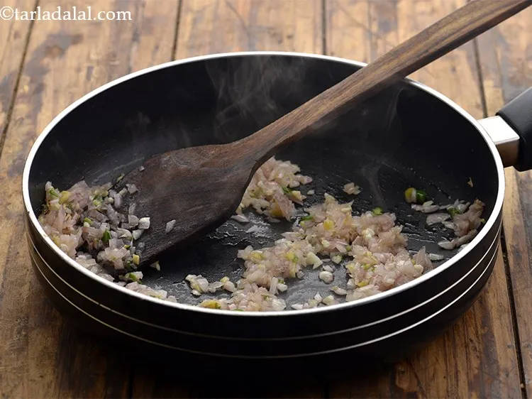 Step 9 – Saut&eacute; on a medium flame for 2 minutes or till the raw smell goes away.
