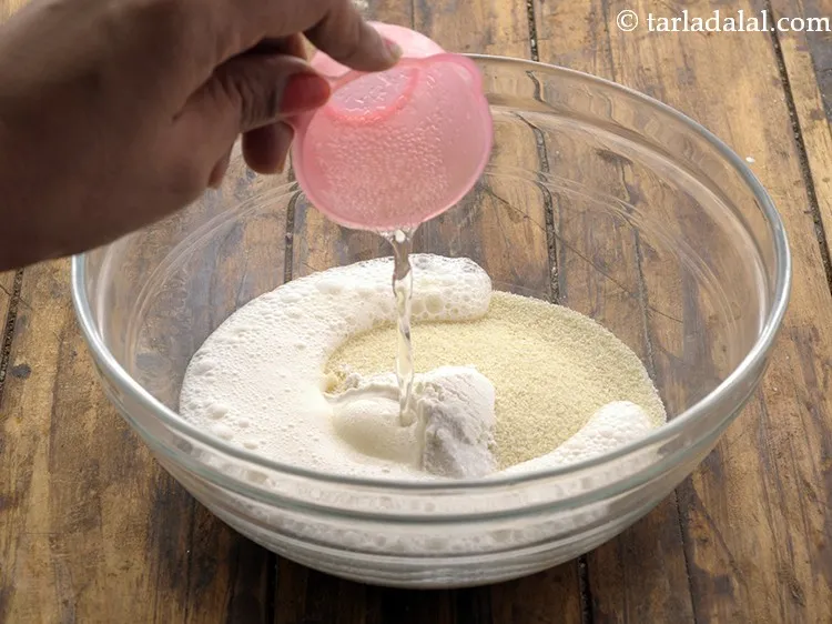Step 36 – Pour chilled soda gradually to make a semi-stiff dough. Instead of soda, you can use …