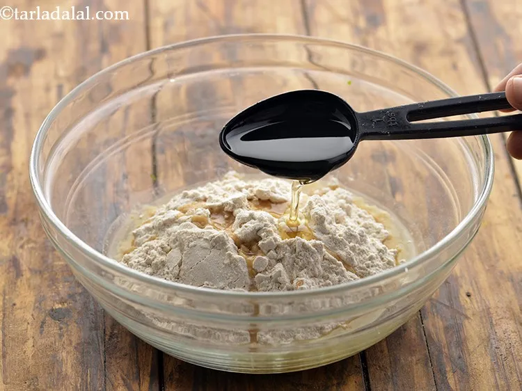 Step 3 – Add the oil. Oil can be swapped with melted ghee. This fat basically helps in …