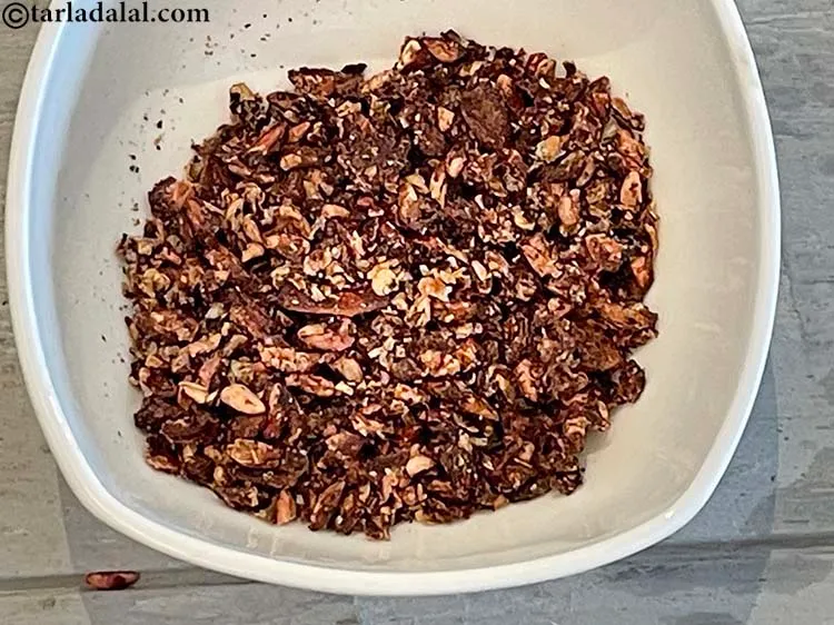 Step 6 – This is what the roasted and ground pomegranate seeds look like.