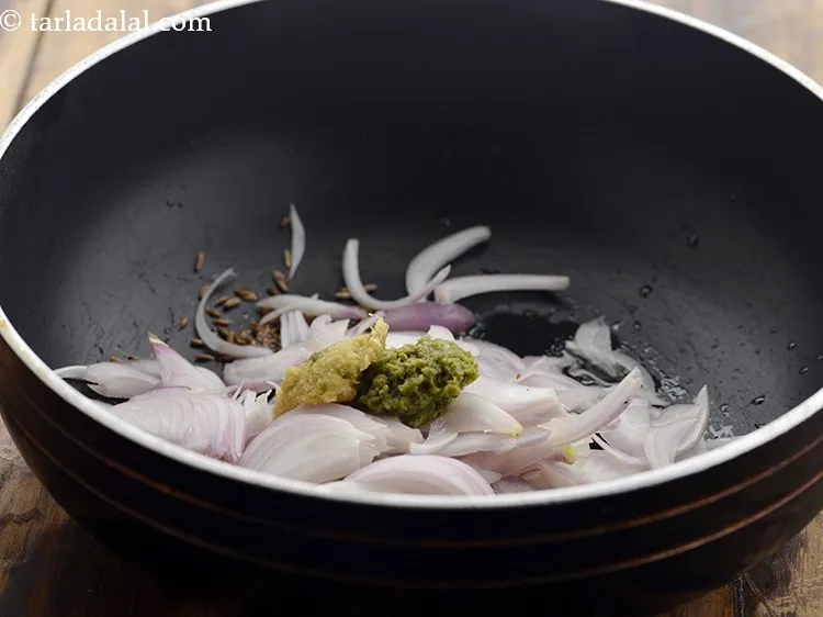 Step 7 – Add ginger-green chilli paste.