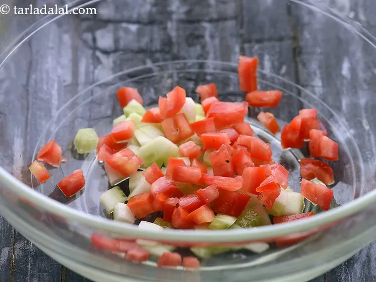 Step 3 – Add chopped tomatoes. It will give a nice tangy flavor to our chaat.