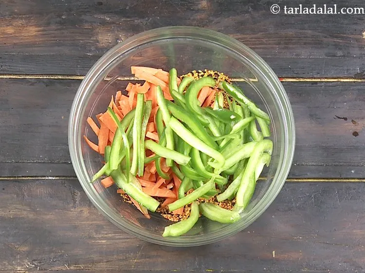 Step 10 – Add capsicum strips to it. Capsicum strips can be easily cut by following a simple …