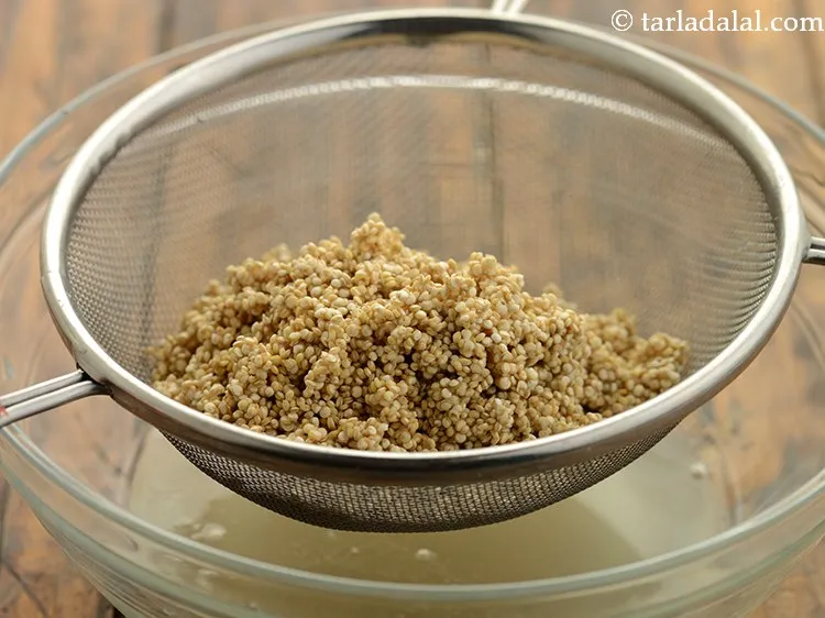 Step 5 – Drain the excess water using a strainer. Keep the washed quinoa aside.