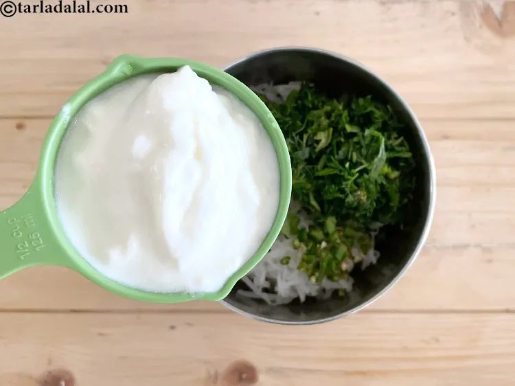 Step 17 – Add&nbsp;<meta charset="UTF-8" />1/2 cup&nbsp;fresh&nbsp;<a href="glossary-curd-dahi-yogurt-yoghurt-383i">curds (dahi)</a>.&nbsp;&nbsp;Curds&nbsp;help in digestion as it has very good bacteria. Probiotics …
