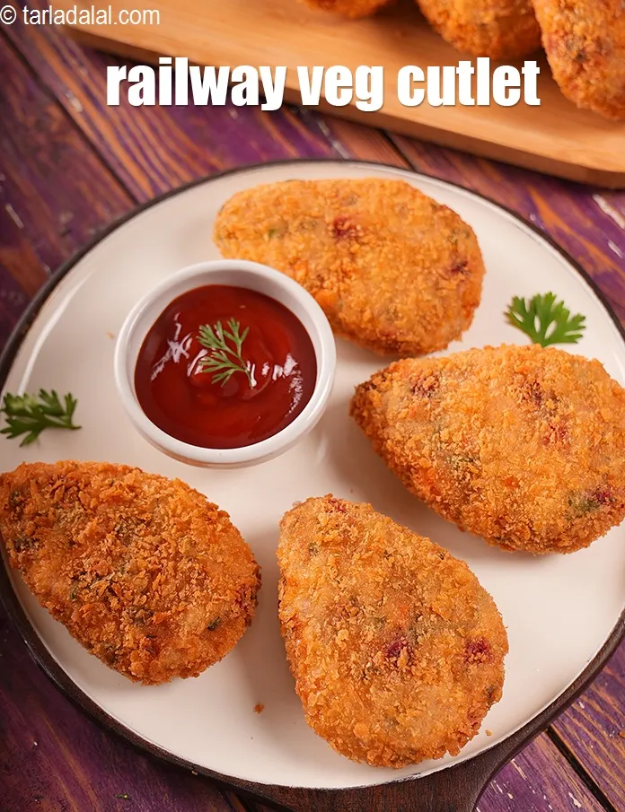 Step 34 – Serve <strong>railway patties</strong> immediately with tomato ketchup.
