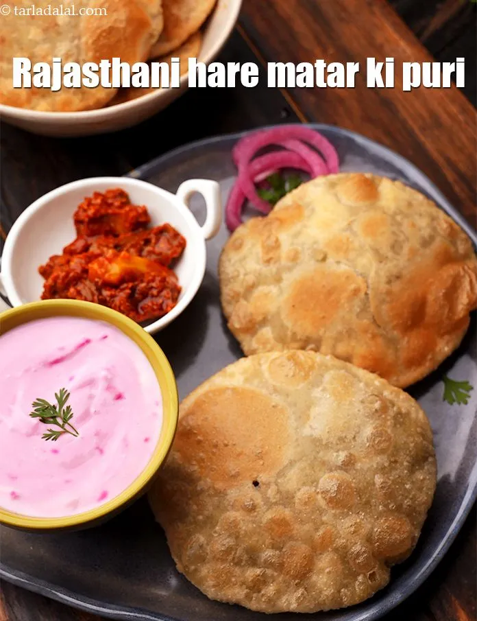 Step 35 – Serve <strong>hare mutter&nbsp;ki puri&nbsp;| Rajasthani hare matar ki puri | stuffed green peas puri |</strong> …