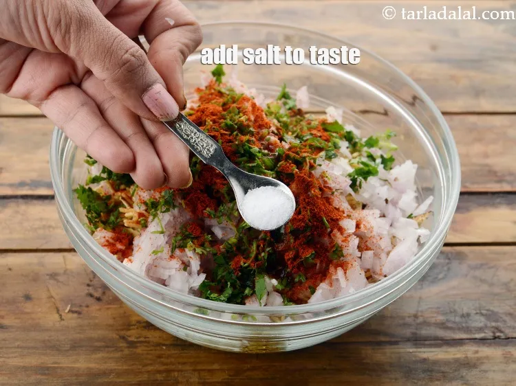 Step 13 – Add <a href="https://www.tarladalal.com/glossary-salt-namak-table-salt-418i">salt</a>&nbsp;to taste. Note that you will require very little salt as the papad …