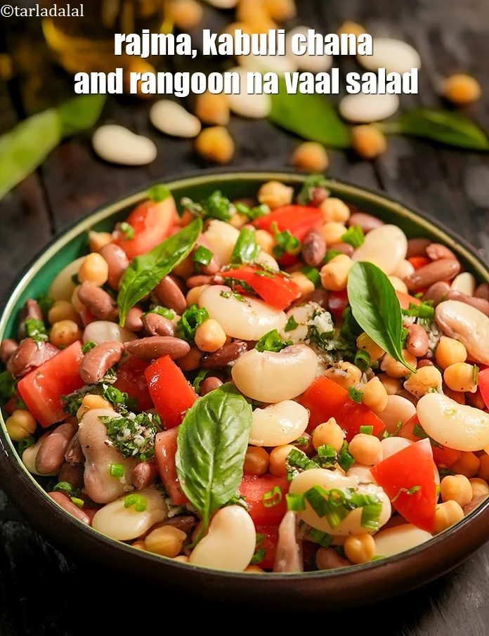 Step 47 – Serve <strong>three bean salad | rajma, kabuli chana and rangoon na vaal salad | healthy …