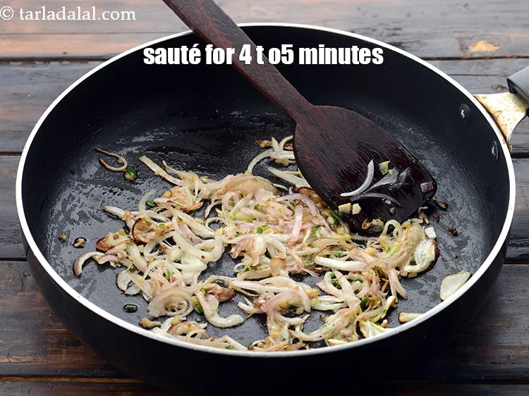 Step 28 – Saut&eacute; on a medium flame for 4 to 5 minutes.&nbsp;