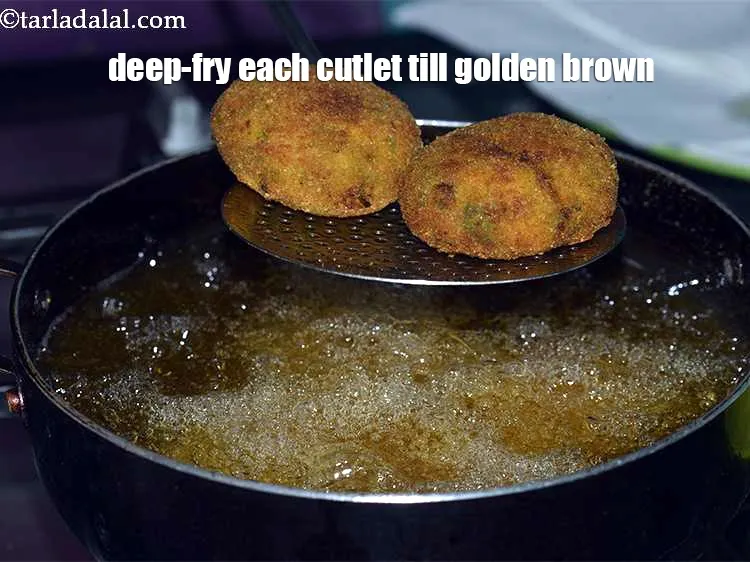 Step 48 – Deep-fry each cutlet till it turns golden brown in colour from both the sides.&nbsp;