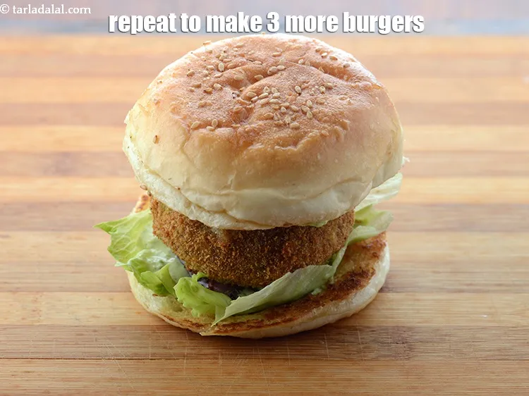 Step 74 – Repeat with the remaining ingredients to make 3 more burgers.