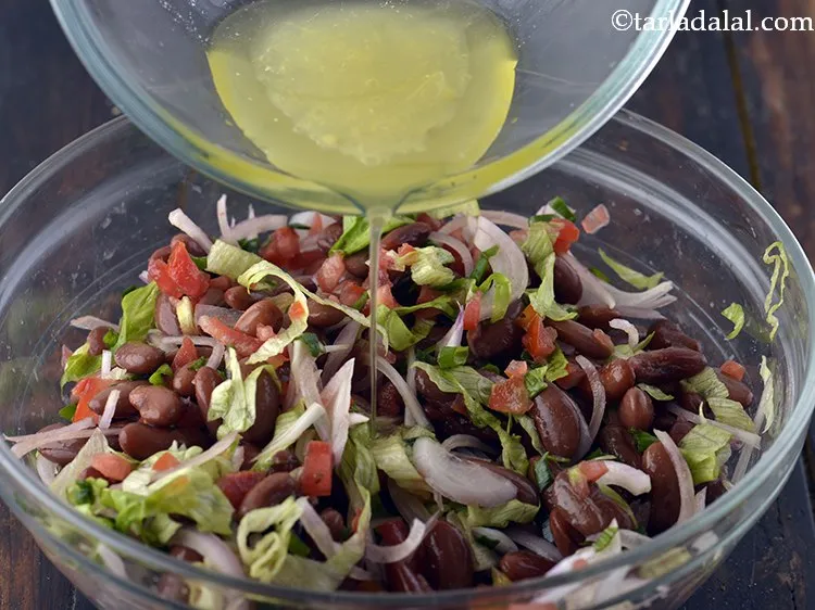 Step 15 – Add the dressing to the &nbsp;<strong>rajma salad</strong>&nbsp;before serving