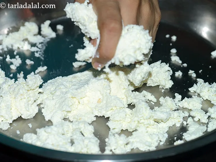 Step 36 – Squeeze the muslin cloth to drain any more water remaining. Place the muslin cloth on …