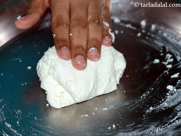 Step 16 – Knead until the chenna is smooth, free of lumps and has no milk granules. If …