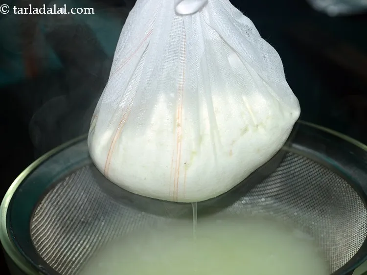 Step 32 – Strain using a muslin cloth. Discard or store the whey.