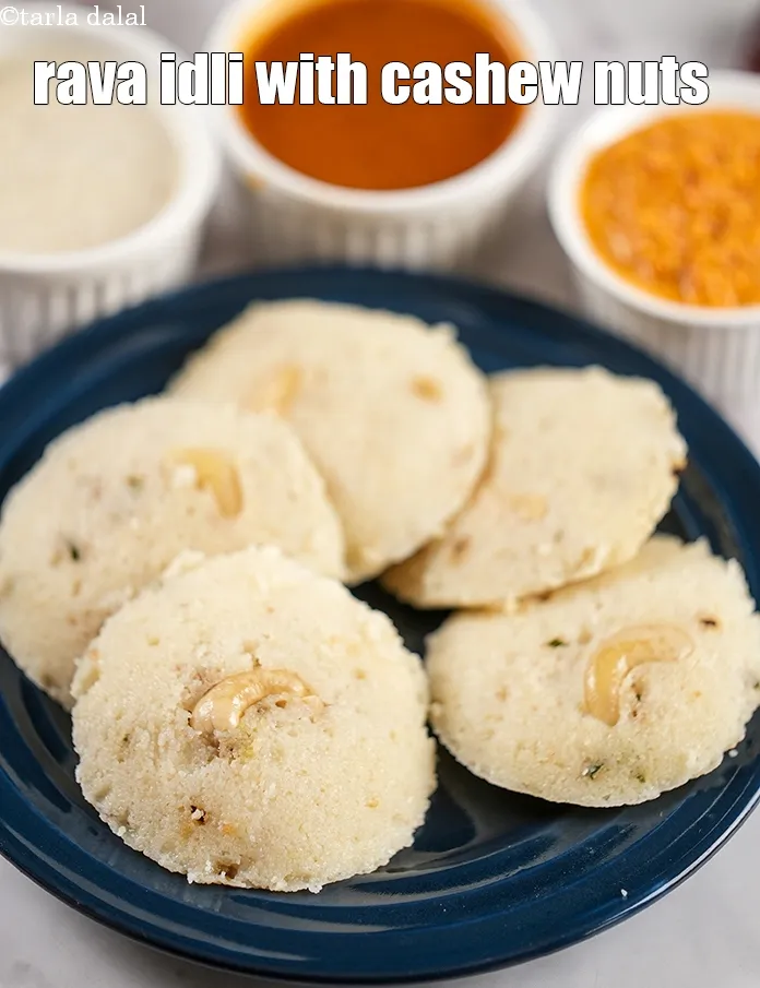 Step 41 – <p>Serve&nbsp;<strong>rava idli with cashew nuts</strong>&nbsp;hot with a chutney of your choice.</p>