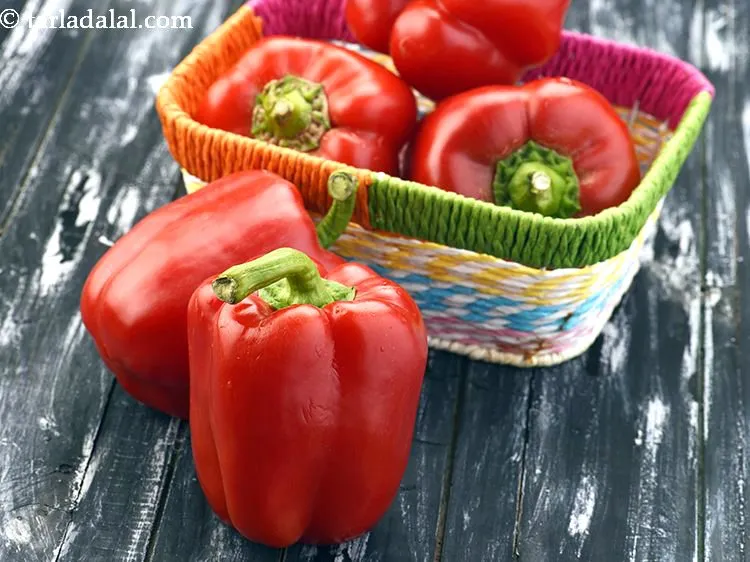 Step 34 – While we have used colourful capsicum, you can use any coloured capsicum that is available. …